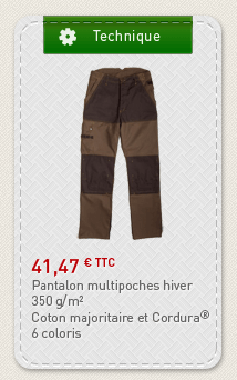 Pantalon multipoche &agrave, 41,47 &euro; TTC