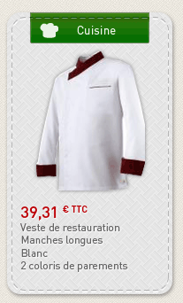 Cuisine : Veste de cuisiner &agrave; 21,03 &euro; TTC