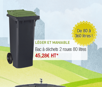 Bac à déchets 2 roues 80 litres - 45,28� HT