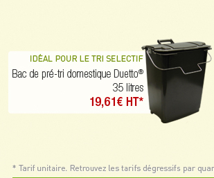 Bac de pré-tri domestique Duetto 35 litres - 19.61� HT