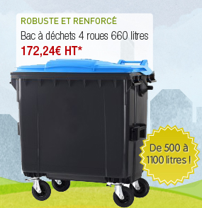 Bac à déchets 4 roues 660 litres - 172,24� HT