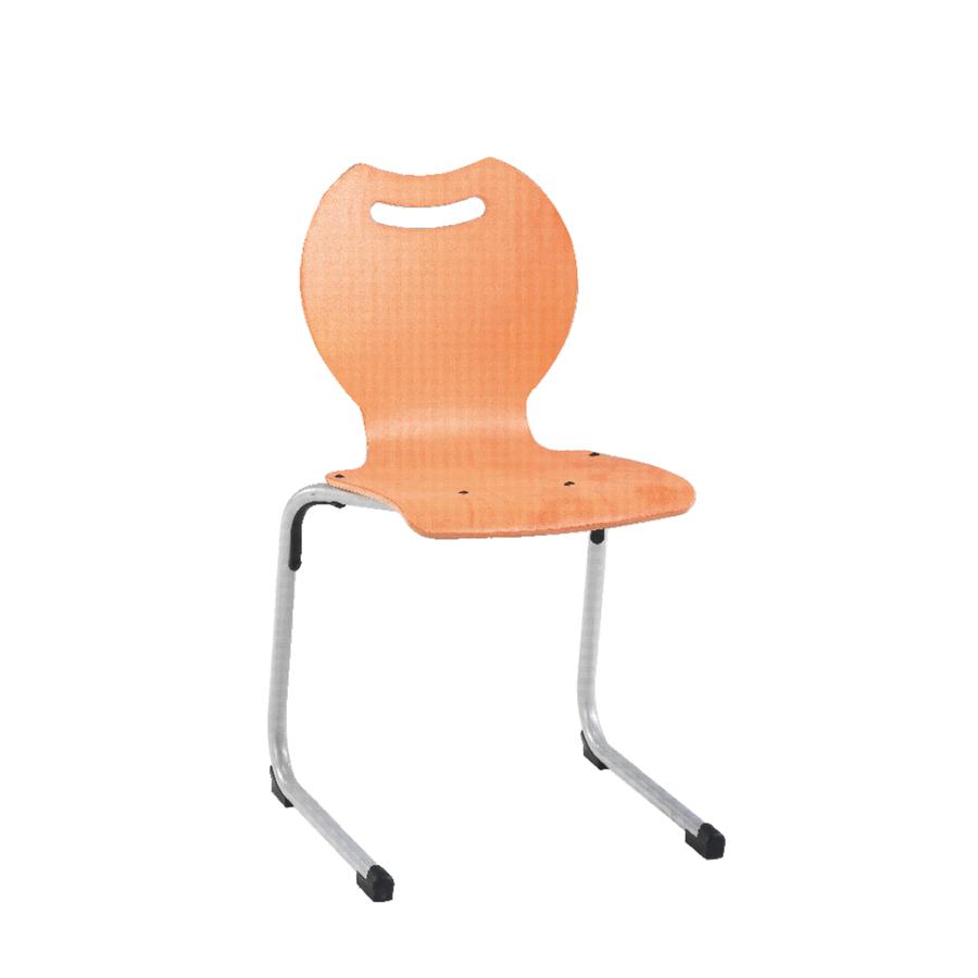 CHAISE SITALU COQUE I HETRE NAT PAR 4 PIETEMENT GRIS ALU EN APPUI SUR TABLE