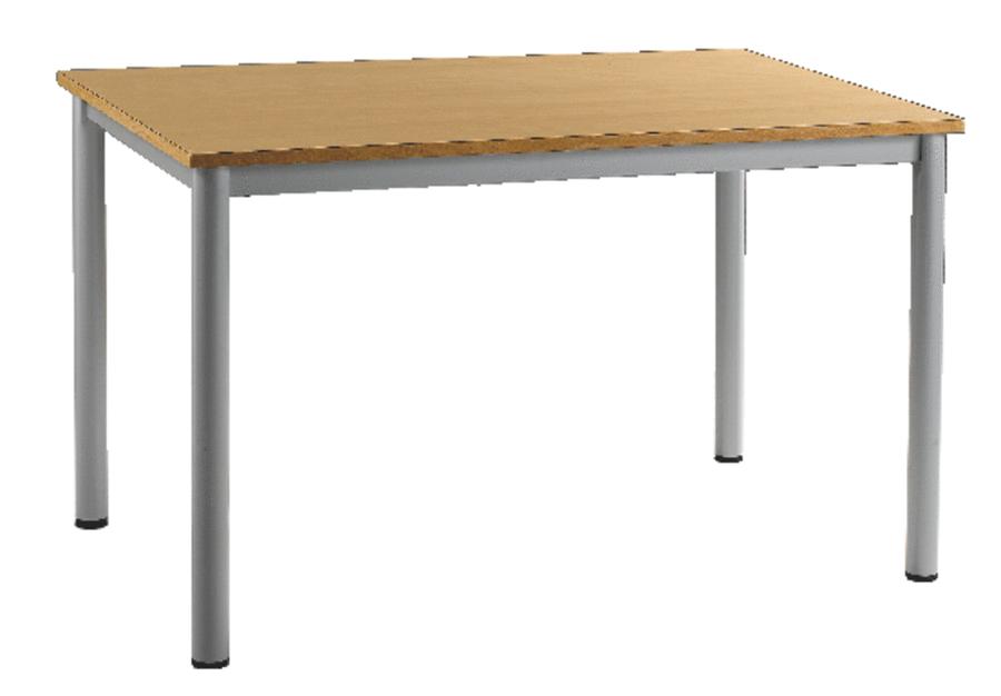 Table Artense Ø 120 cm plateau alu cendré et piétement gris alu, chants alaisés hêtre naturel