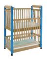 Lit crèche double à barreaux 120 x 60 cm par 10 - coloris montants au choix