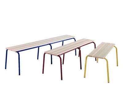 Banc Lam sans dossier - 120 cm - 2 pieds - coloris bleu Ouessant