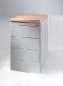 Caisson hauteur bureau métallique EPURE - 4 tiroirs plats - pr.80