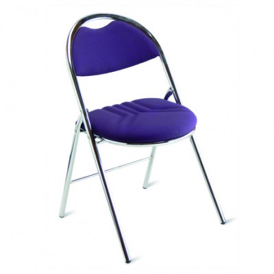 Chaise pliante MAITENA tissu piétement chrome - Lot de 2