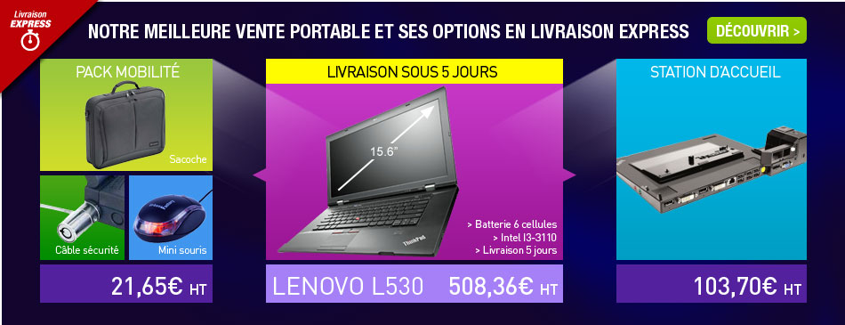 Notre meilleure vente portable  et ses 2 options en livraison express