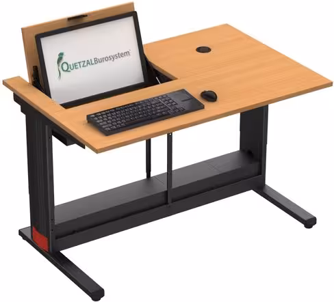 Table informatique Format + - écran escamotable - 120 x 70 cm - piétement réglable T4 à T7