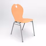 Chaise 4 pieds Alix - coque A - hêtre verni naturel - piétement gris - empilable - lot de 4