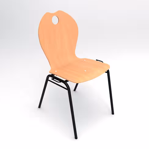 Chaise 4 pieds Alix - coque A - hêtre verni naturel - piétement noir - empilable et accrochable - lot de 4