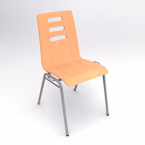 Chaise 4 pieds Alix - coque B - hêtre verni naturel - piétement gris - empilable et accrochable - lot de 4