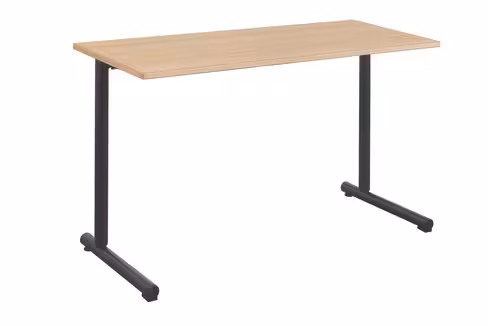 Table Polya 130x50 cm T6 - hêtre miel/noir Pékin - chants alaisés bois - piétement noir Pékin - par 2