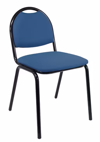 Chaise 4 pieds Arioso - tissu bleu gris - piétement noir - empilable - lot de 4