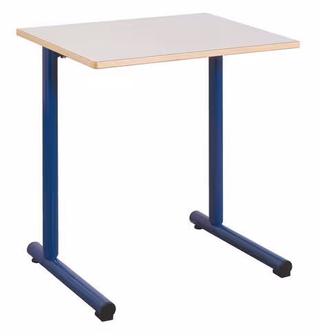 Table Polya 70x50 cm T6 - gris nimbus/bleu Ouessant - chants alaisés bois - piétement bleu Ouessant - par 2