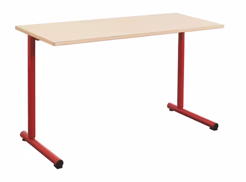 Table Polya 130x50 cm T6 - beige Pyla/rouge Orient - chants alaisés bois - piétement rouge Orient - par 2