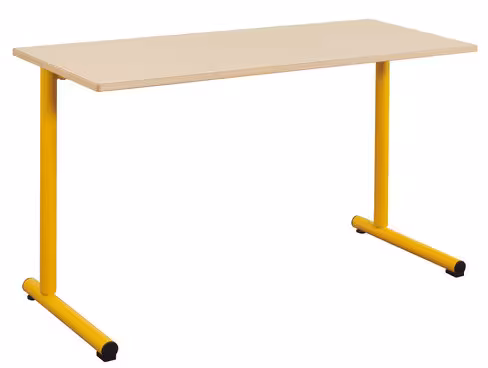 Table Polya 130x50 cm T6 - beige Pyla/jaune ducat - chants alaisés bois - piétement jaune ducat - par 2