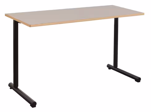 Table Polya 130x50 cm T6 - gris nimbus/noir Pékin - chants alaisés bois - piétement noir Pékin - par 2
