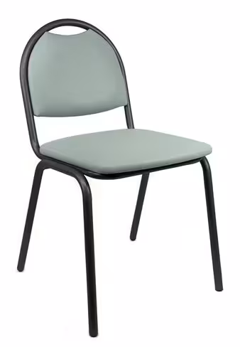 Chaise 4 pieds Arioso - textile enduit gris clair - piétement noir - empilable - lot de 4