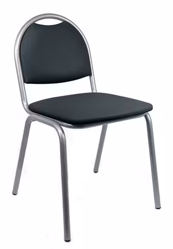 Chaise 4 pieds Arioso - textile enduit noir - piétement gris alu - empilable - lot de 4