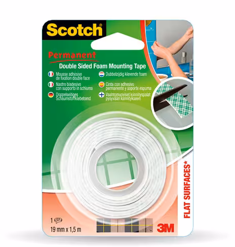 Ruban de fixation double face 3M Scotch Mounting - avec bande de protection - 19 mm x 1,5 m
