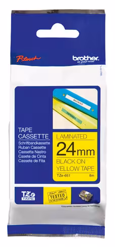 Ruban Brother 24 mm TZE-651 - noir/jaune