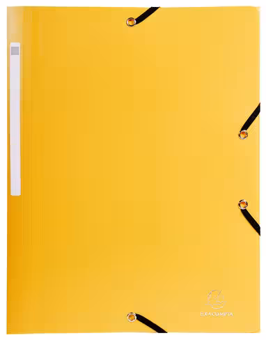 Chemise A4 3 rabats à élastique - avec étiquette - opaque - polypropylène 5/10e - jaune