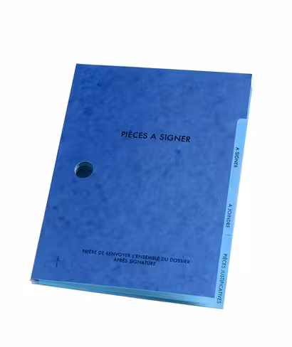 Parapheur 3 compartiments - dos renforcé - bleu