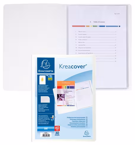 Reliure semi-rigide personnalisable Kreacover - 30 pochettes - 60 vues - blanc
