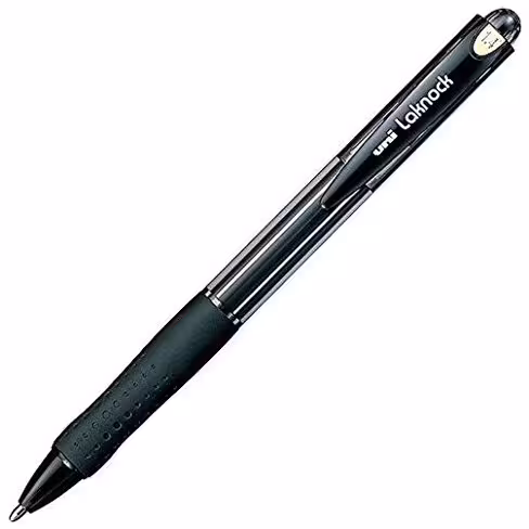 Stylo bille rétractable Uni-laknock 1,4 mm - noir inaltérables - résiste à l'eau et à la lumière