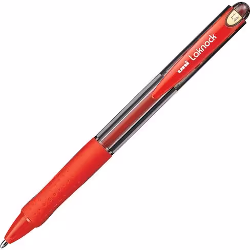 Stylo bille rétractable Uni-laknock 1,4 mm - rouge inaltérables - résiste à l'eau et à la lumière