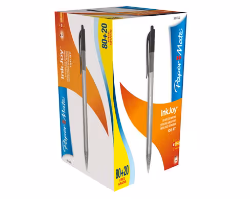 Stylo bille rétractable PaperMate InkJoy 100RT - 1 mm - boîte de 100