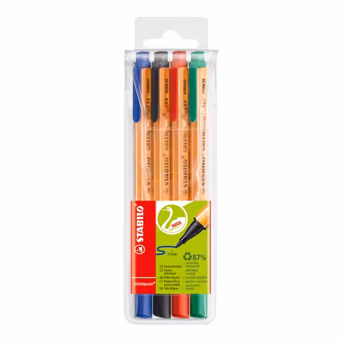 Stylo feutre Stabilo Greenpoint - 0,8 mm - 87 % recyclé - coloris assortis - lot de 4