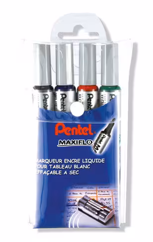 Marqueur Maxiflo MWL5S - pointe ogive - pochette de 4 coloris assortis - lot de 4