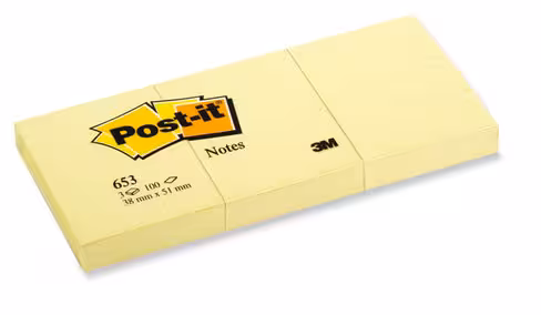 Bloc-notes repositionnables Post-it - 5,1 x 3,8 cm - 100 feuilles - jaune - lot de 12