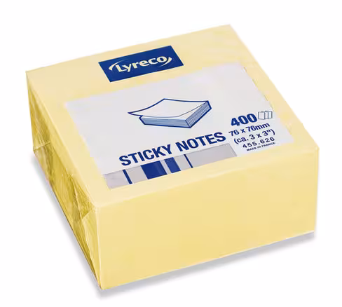 Bloc-notes repositionnables Lyreco - 7,6 x 7,6 cm - jaune pastel