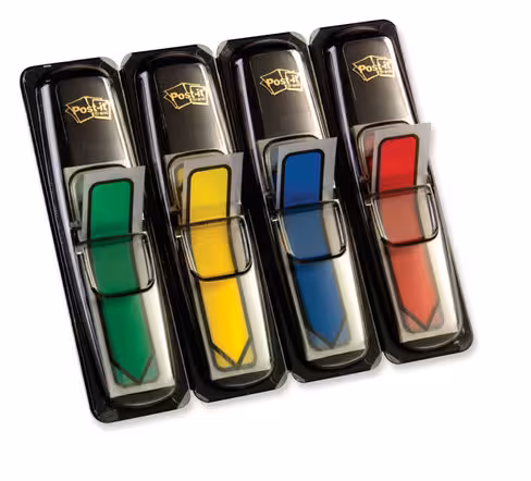 Distributeur marque-pages flèche Post-it flèches - 12 x 44 mm - coloris assortis - lot de 4