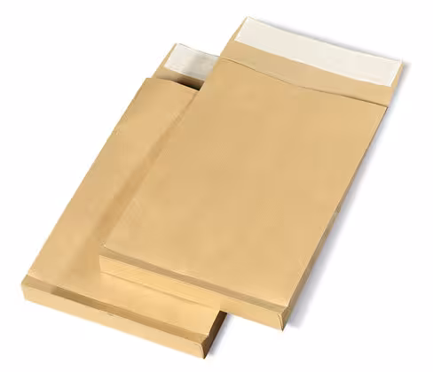 Pochette à soufflet sans fenêtre kraft 24 - 120 g - bande siliconée - lot de 250