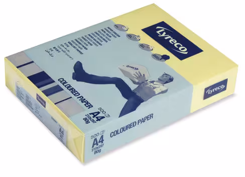 Papier couleur jaune 80g A4 - ramette de 500 feuilles - lot de 5