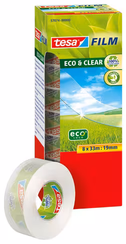Ruban adhésif Eco Clear Tesa - 19 mm x 33 m - lot de 8