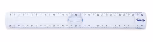 Règle 30 cm Lyreco - bord antitâche - tenon central - plastique transparent