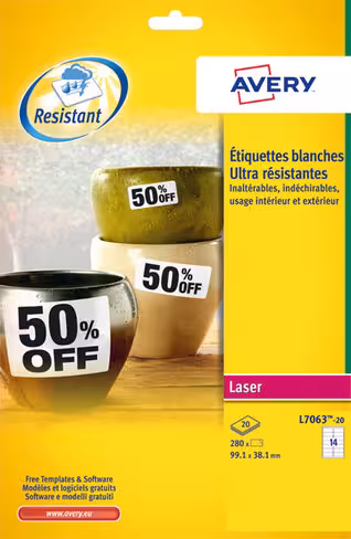 Etiquette laser - 99,1 x 38,1 mm - lot de 280