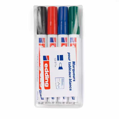 Marqueur Edding 620 pour tableaux blanc - pochette de 4 assortis