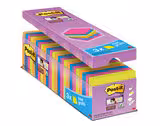 Blocs repositionnables Post-it super sticky 76x76 mm - coloris assortis - Lot de 24