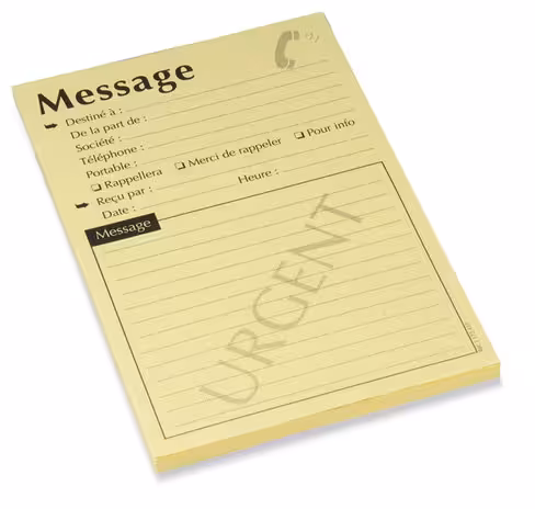 Bloc-notes message téléphonique urgent - 14,9 x 10,2 cm - jaune - lot de 12