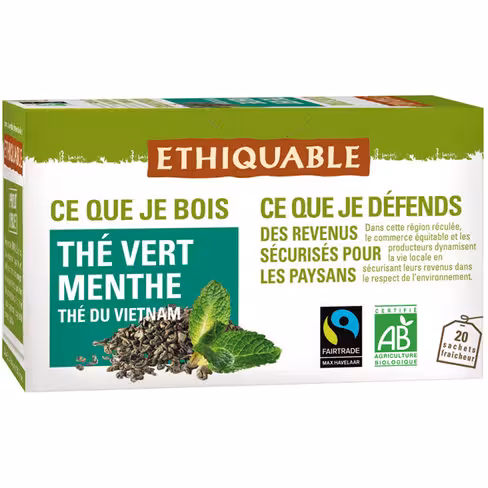 Thé vert menthe biologique Ethiquable - 20 sachets