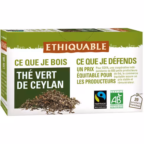 Thé vert Ceylan Ethiquable - 20 sachets