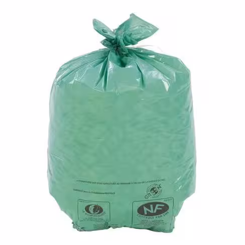 Sac à déchets courants - lien fixe - 30 l - ép. 25 µm - vert - 1 carton de 500
