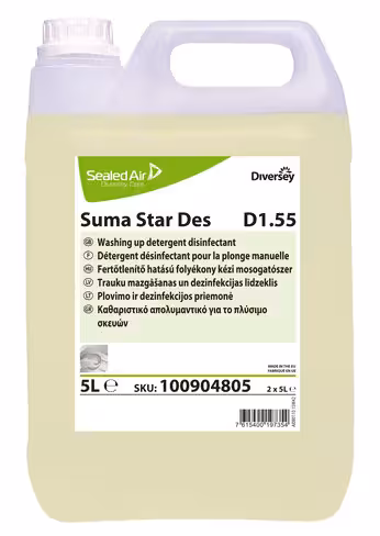 Détergent désinfectant plonge manuelle Suma Star Des D1.55 - Diversey - 2 bidons de 5 l