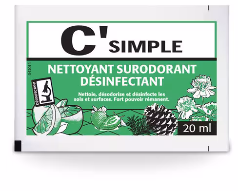 Détergent surodorant bactéricide C'simple - parfum pin - carton de 250 doses